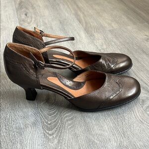 Bolo by Born Bronze Leather Heels with Brogue Detailing